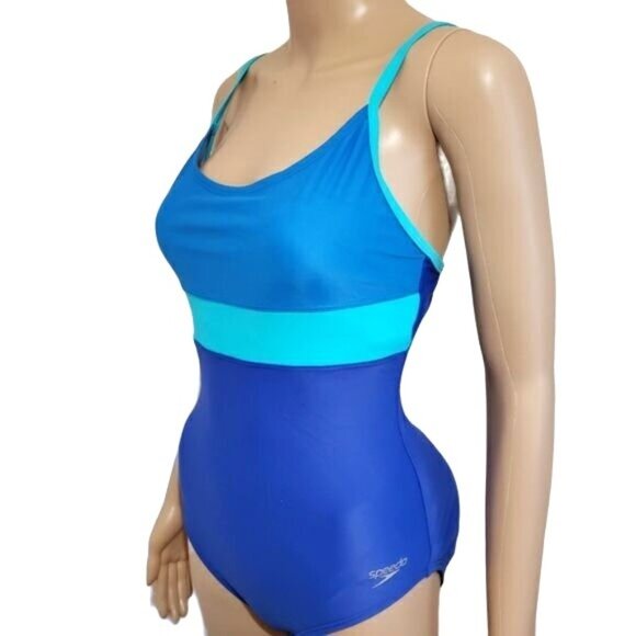 SPEEDO- WOMEN'S BLUE ONE-PIECE BATHING SUIT SIZE 8 - Picture 3 of 8